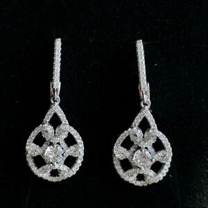 New Sterling silver cz "Love Knot" dangle earrings